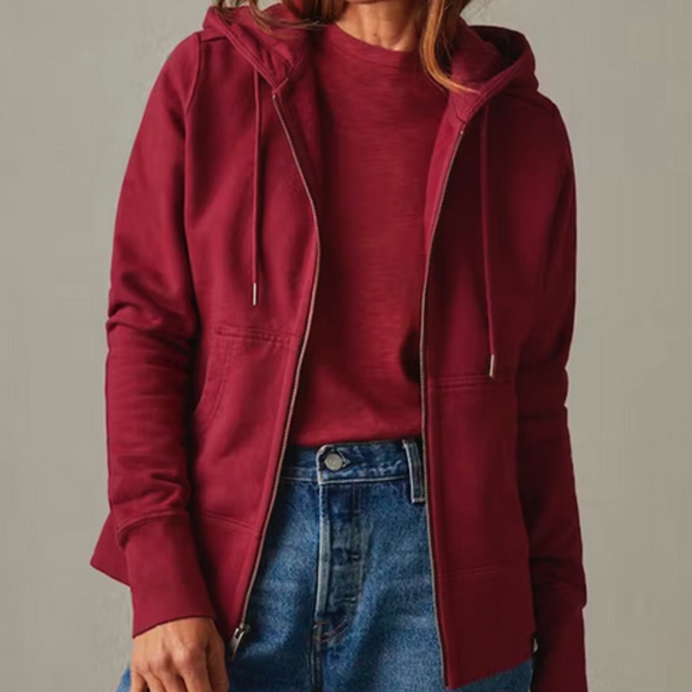 American Giant Classic Full Zip Hoodie Bonfire Red NWOT - Picture 3 of 7